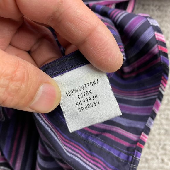 BUGATCHI UOMO Shirt Men Small S Purple Pink Striped Colorful Button Up Formal - Picture 6 of 11